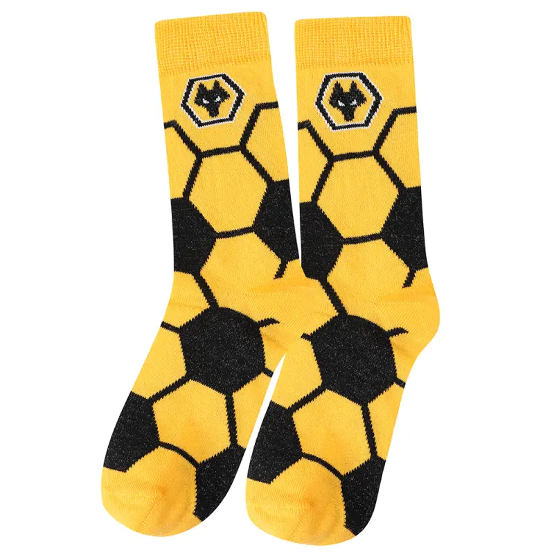 Wolverhampton Wanderers Shop | Hexagon Geo Sock – Gold – Junior Wolverhampton Wanderers Merchandise